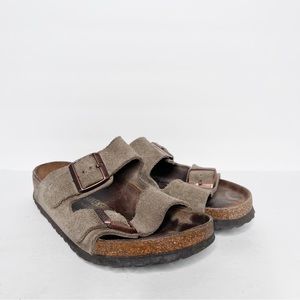 Birkenstock Arizona Tan Suede Leather Slide On Sandals Size 37 6 Women’s